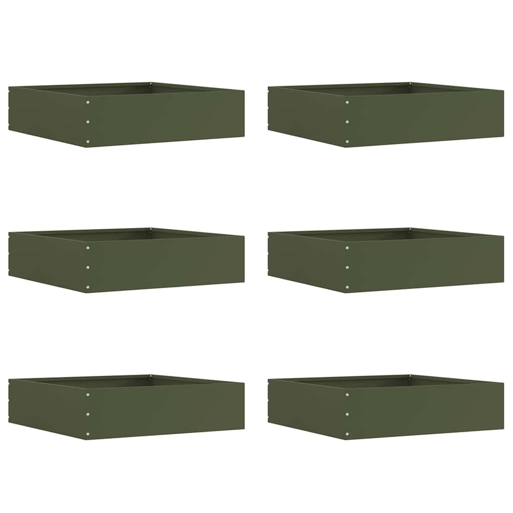 Bordura per Prato 6 pcs Verde oliva 50 x 50 x 13 cm Acciaio