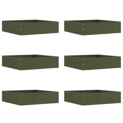 Bordura per Prato 6 pcs Verde oliva 50 x 50 x 13 cm Acciaio