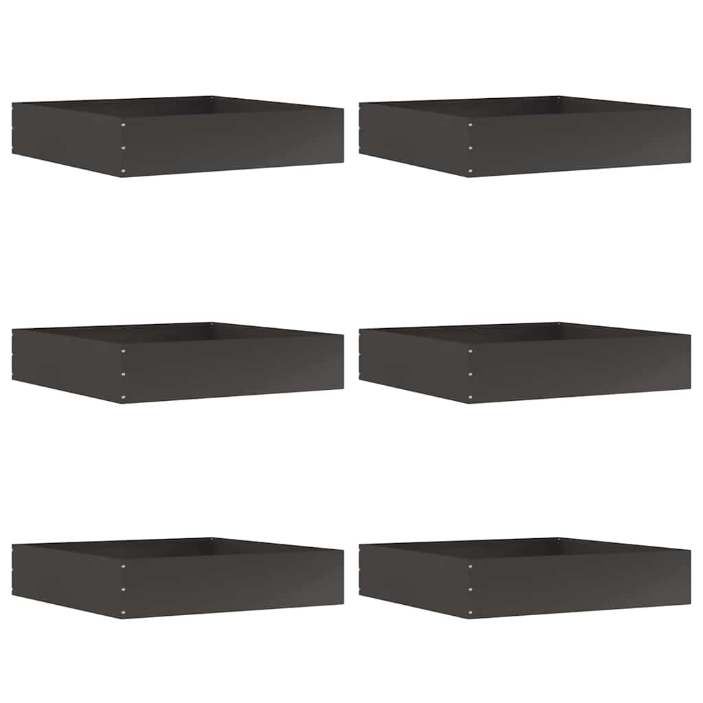Bordura per Prato 6 pcs Nero 60 x 60 x 13 cm Acciaio