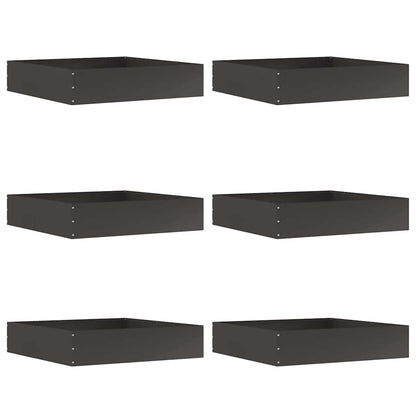 Bordura per Prato 6 pcs Nero 60 x 60 x 13 cm Acciaio