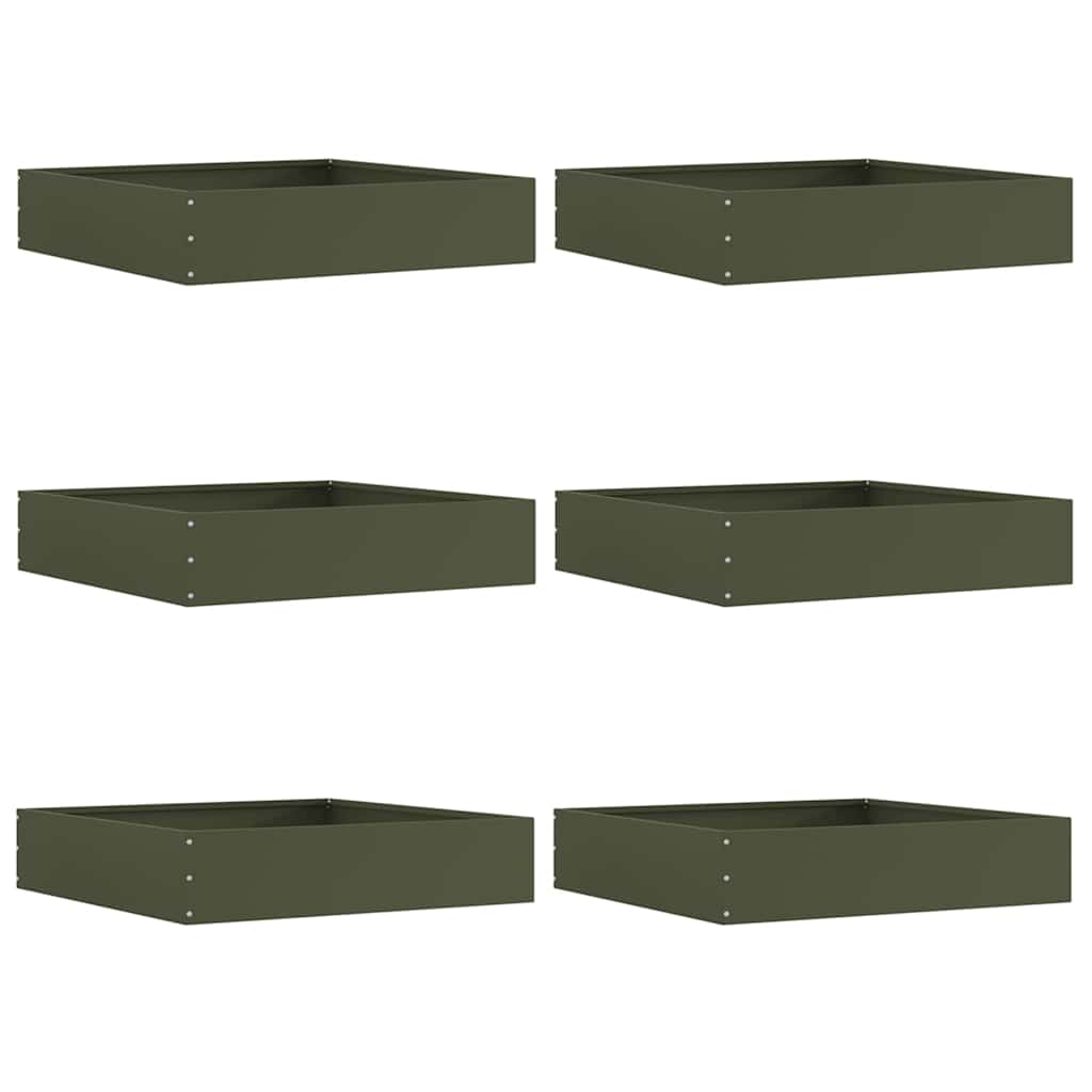 Bordura per Prato 6 pcs Verde oliva 60 x 60 x 13 cm Acciaio