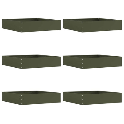 Bordura per Prato 6 pcs Verde oliva 60 x 60 x 13 cm Acciaio