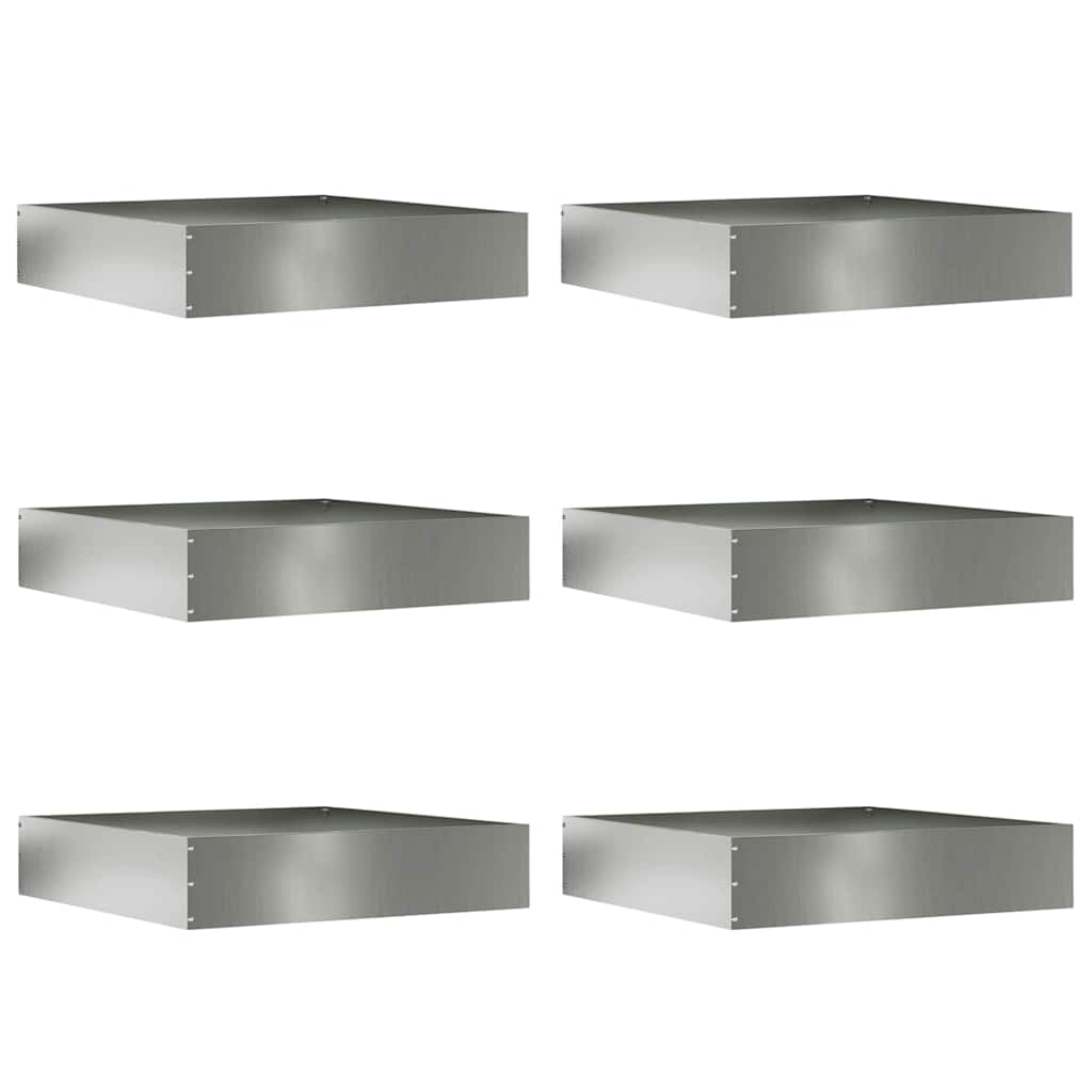 Bordura per Prato 6 pcs Argento 60 x 60 x 13 cm Acciaio zincato