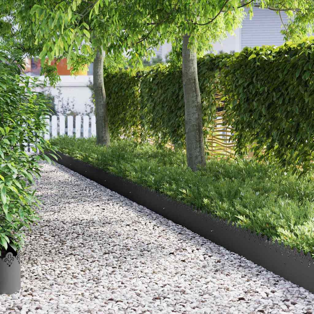 Bordure per prato 10 pcs Nero 103 x 0,05 x 22 cm Acciaio