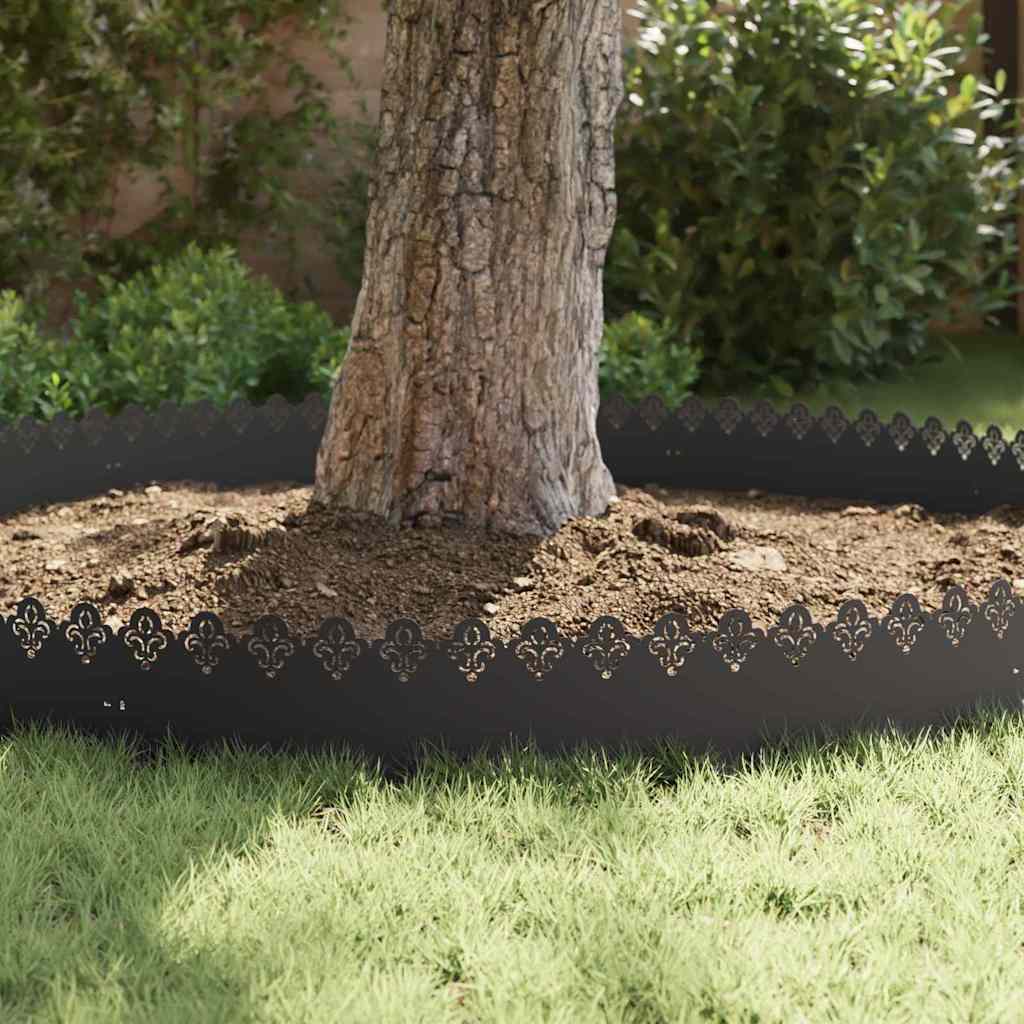 Bordure per prato 30 pcs Nero 103 x 0,05 x 22 cm Acciaio