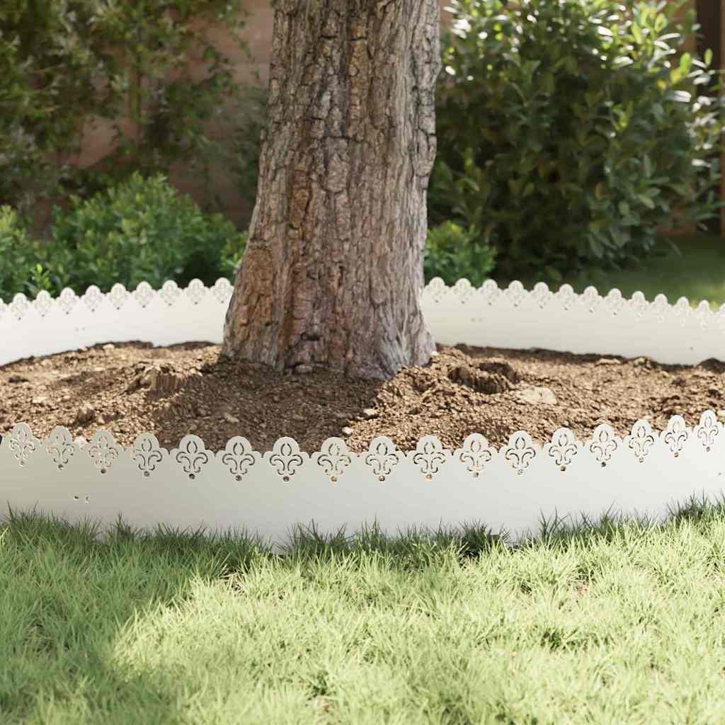 Bordure per prato 10 pcs Bianco 103 x 0,05 x 22 cm Acciaio