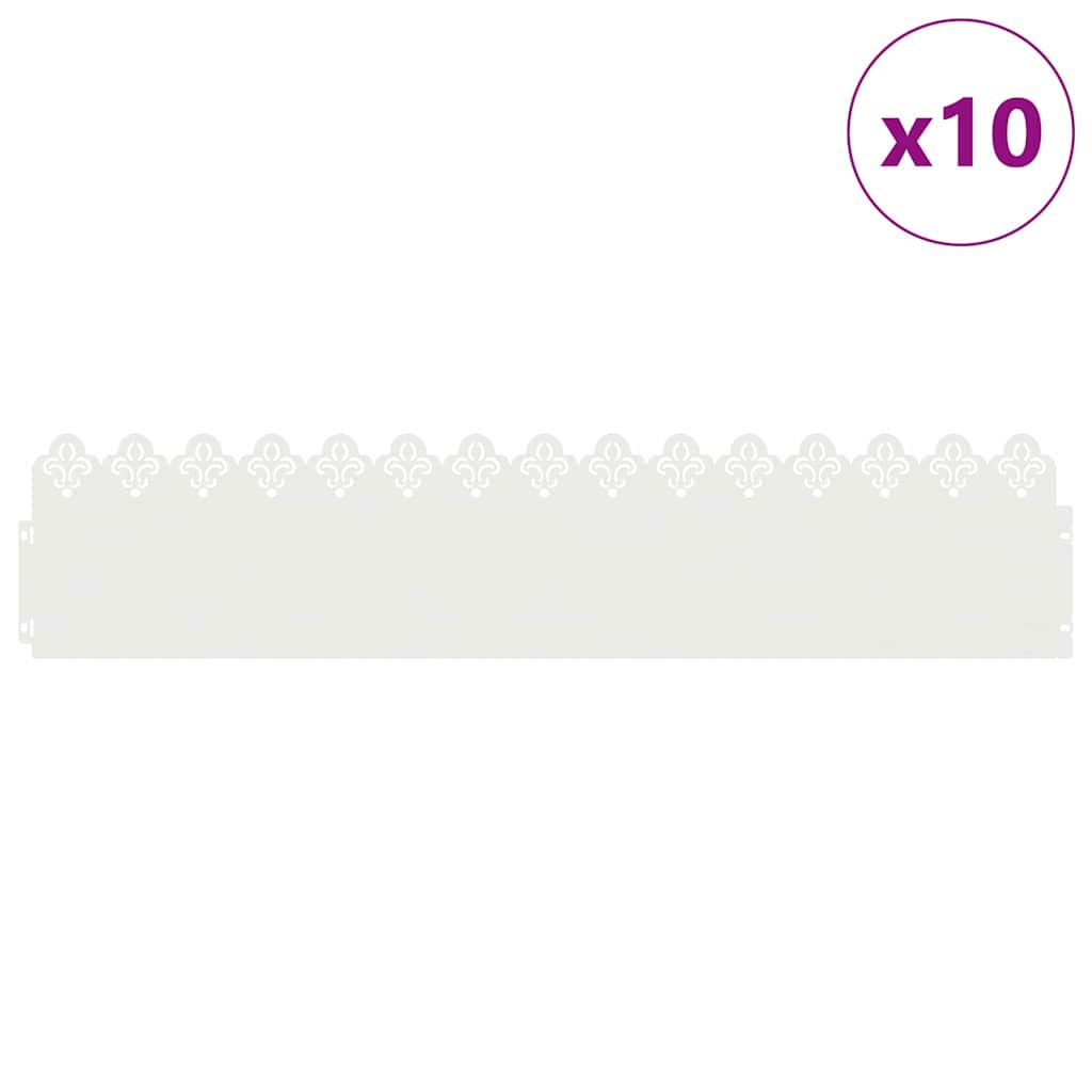 Bordure per prato 10 pcs Bianco 103 x 0,05 x 22 cm Acciaio