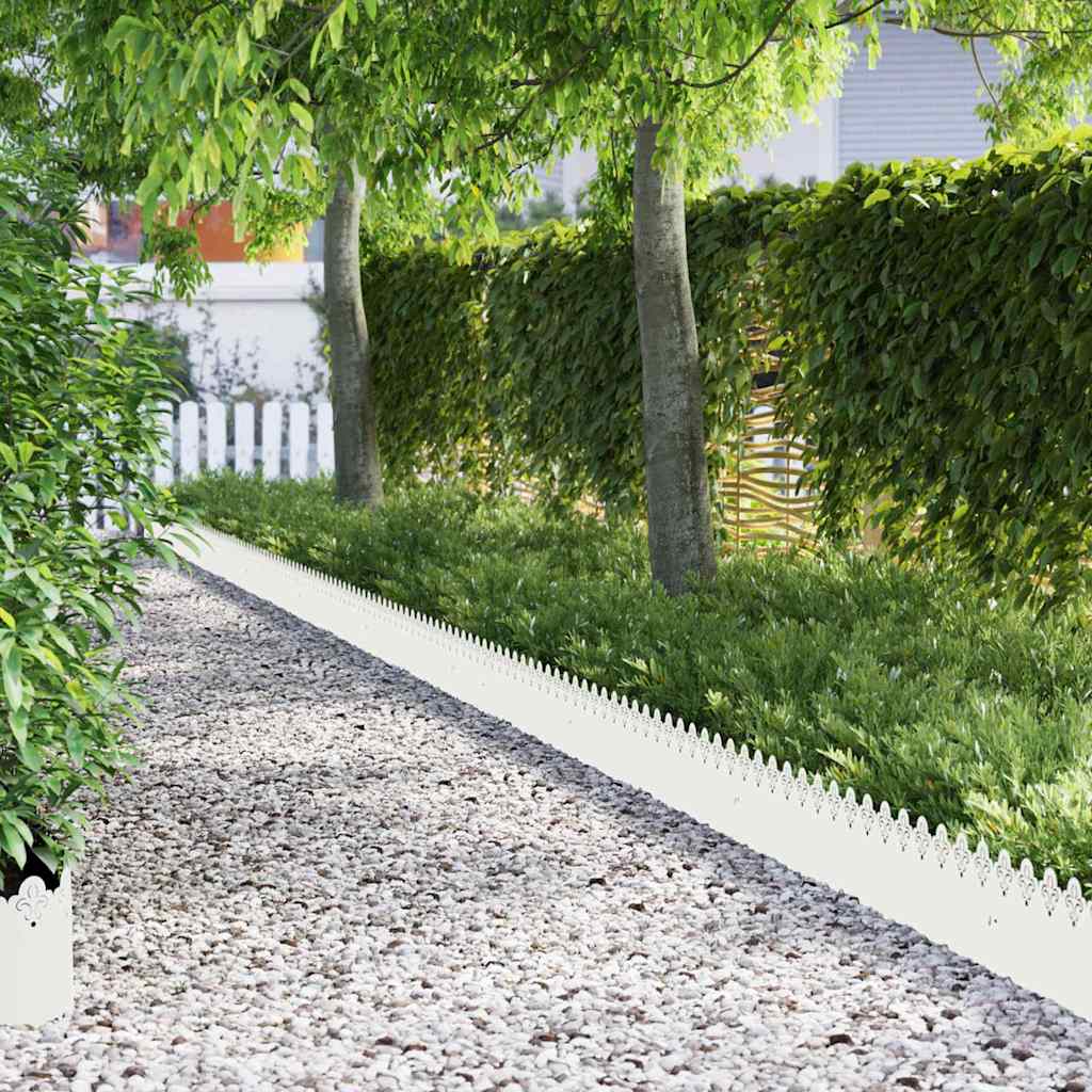Bordure per prato 30 pcs Bianco 103 x 0,05 x 22 cm Acciaio