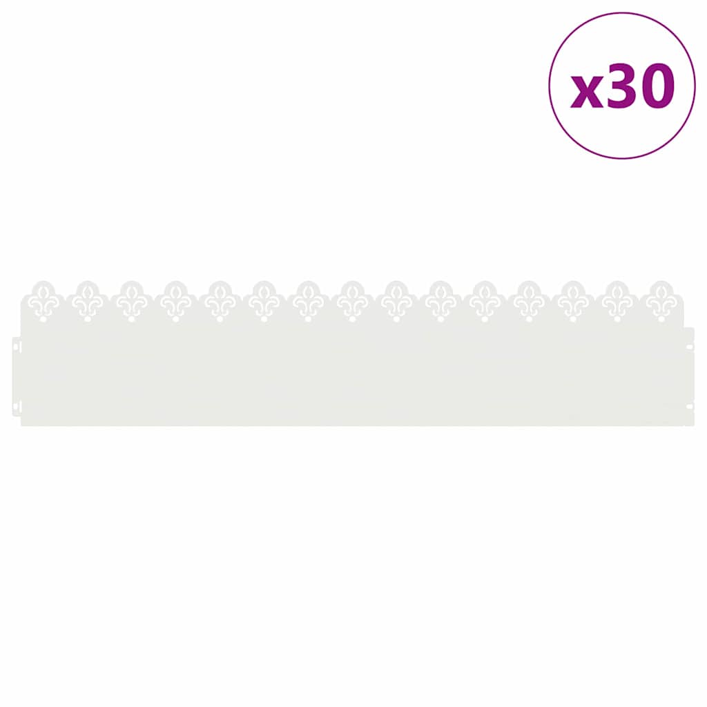 Bordure per prato 30 pcs Bianco 103 x 0,05 x 22 cm Acciaio
