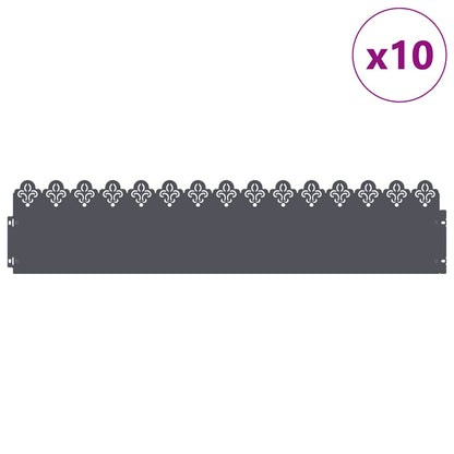 Bordure per prato 10 pcs Antracite 103 x 0,05 x 22 cm Acciaio