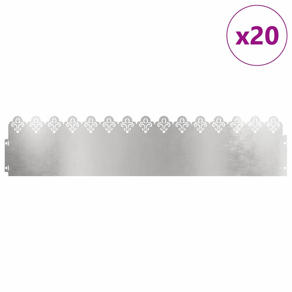 Bordure per prato 20 pcs Argento 103 x 0,05 x 22 cm
