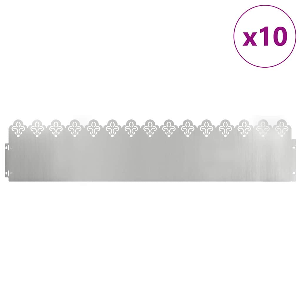 Bordure per prato 10 pcs Argento 103 x 0,05 x 22 cm
