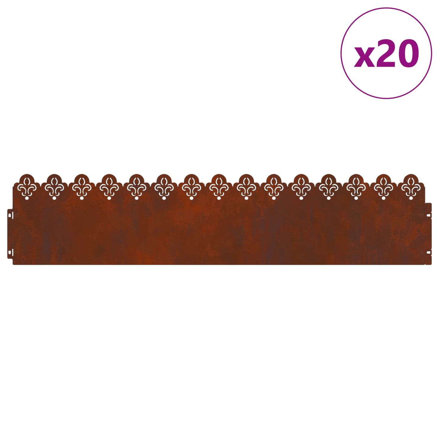 Bordure per prato 20 pcs Ruggine 103 x 0,05 x 22 cm