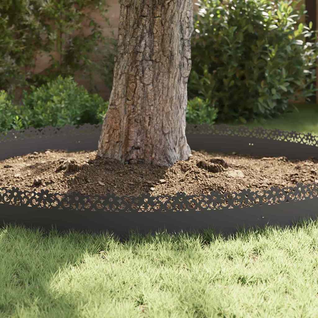 Bordure per prato 10 pcs Nero 103 x 0,05 x 22 cm Acciaio