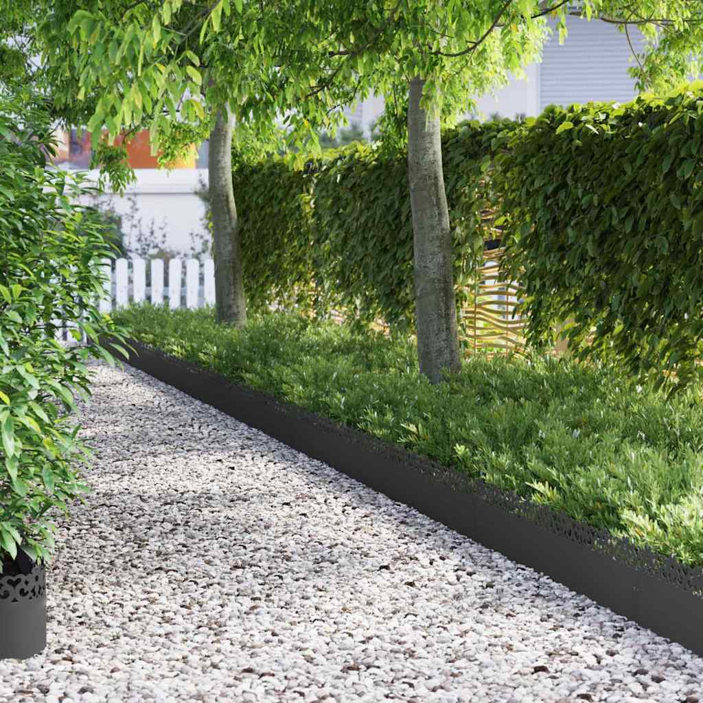 Bordure per prato 10 pcs Nero 103 x 0,05 x 22 cm Acciaio