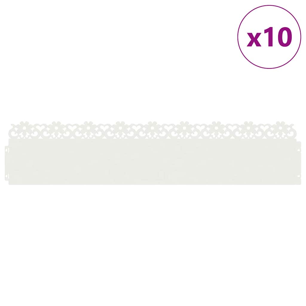 Bordure per prato 10 pcs Bianco 103 x 0,05 x 22 cm Acciaio