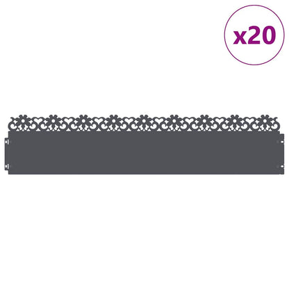 Bordure per prato 20 pcs Antracite 103 x 0,05 x 22 cm Acciaio