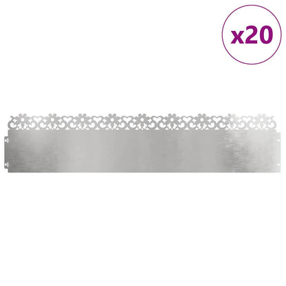 Bordure per prato 20 pcs Argento 103 x 0,05 x 22 cm