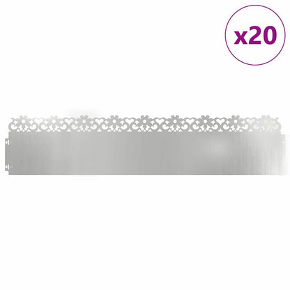 Bordure per prato 20 pcs Argento 103 x 0,05 x 22 cm