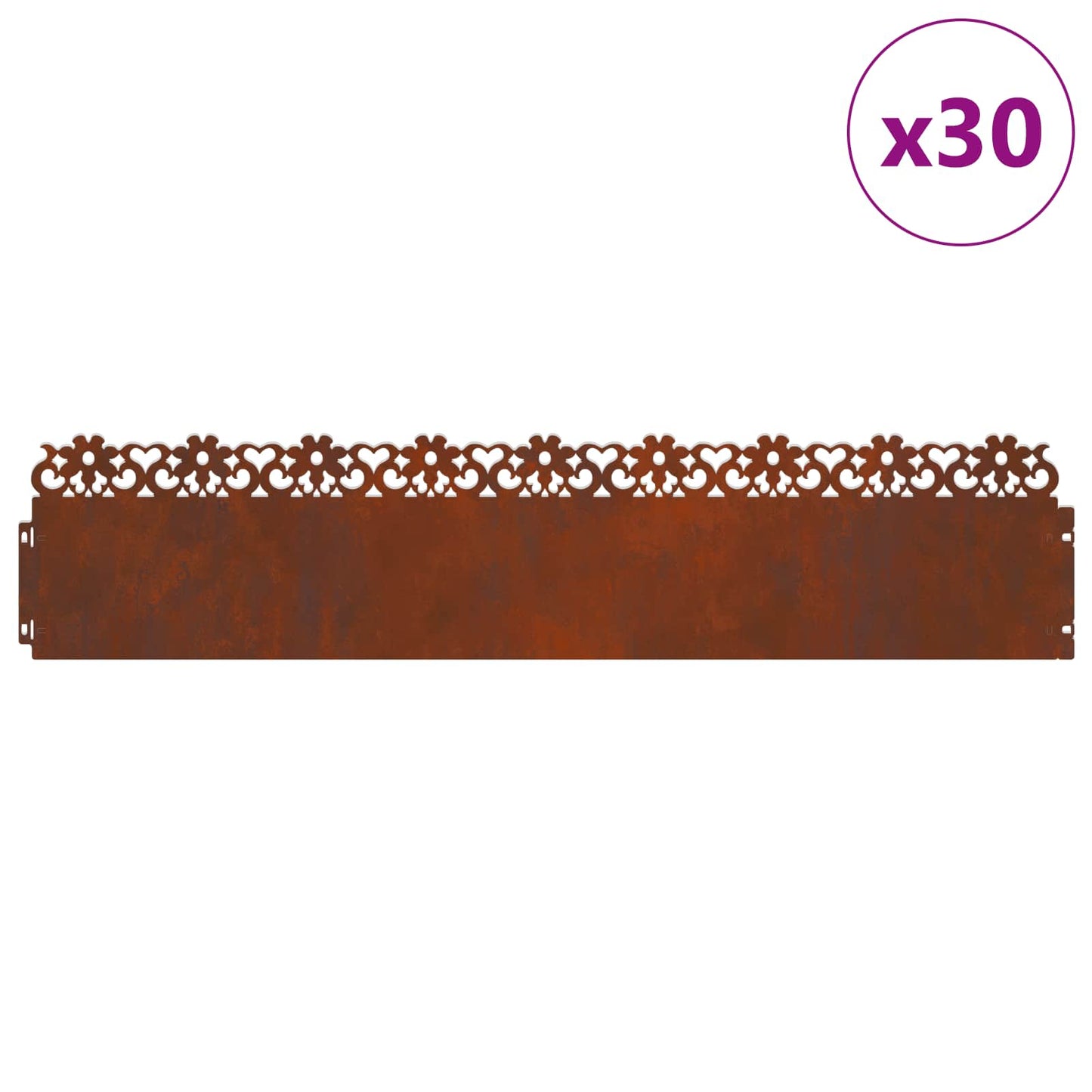 Bordure per prato 30 pcs Ruggine 103 x 0,05 x 22 cm