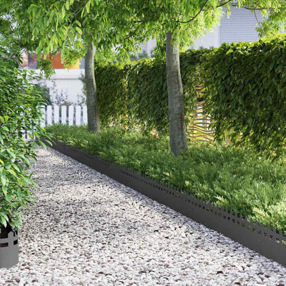 Bordure per prato 10 pcs Nero 103 x 0,05 x 22 cm Acciaio