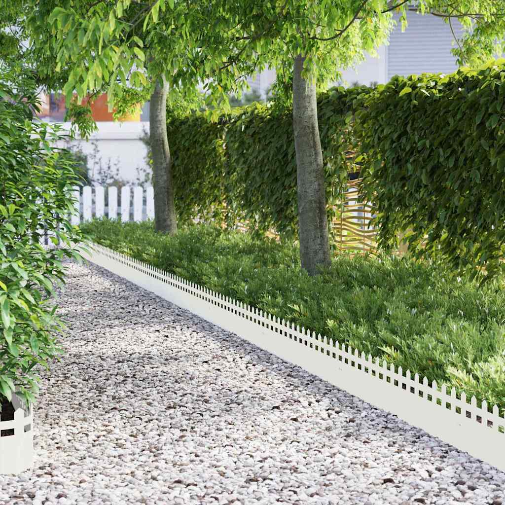 Bordure per prato 10 pcs Bianco 103 x 0,05 x 22 cm Acciaio