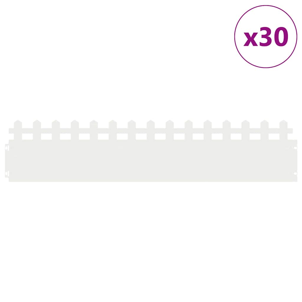 Bordure per prato 30 pcs Bianco 103 x 0,05 x 22 cm Acciaio