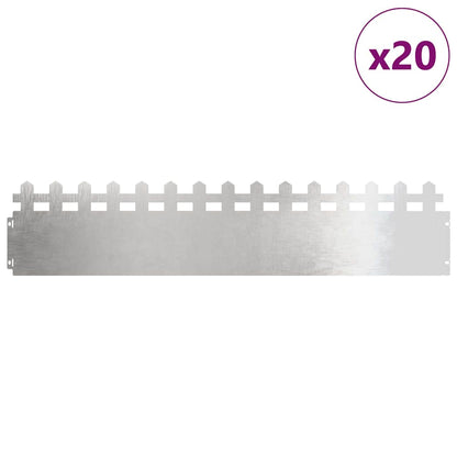 Bordure per prato 20 pcs Argento 103 x 0,05 x 22 cm