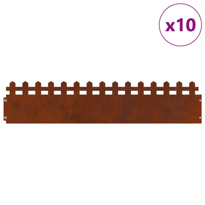 Bordure per prato 10 pcs Ruggine 103 x 0,05 x 22 cm