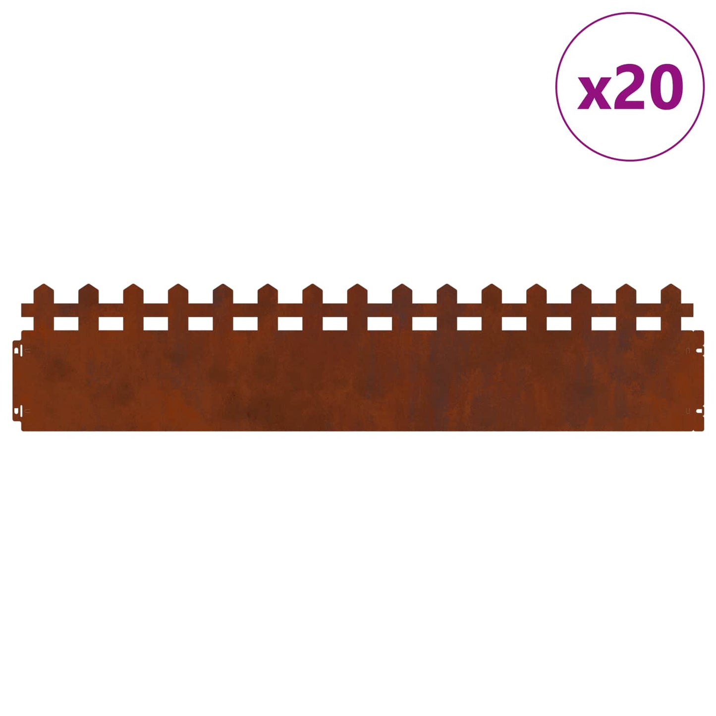 Bordure per prato 20 pcs Ruggine 103 x 0,05 x 22 cm