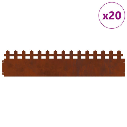 Bordure per prato 20 pcs Ruggine 103 x 0,05 x 22 cm