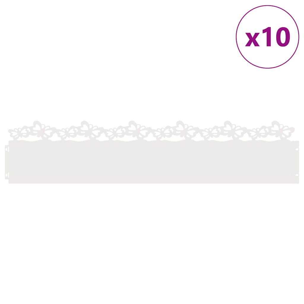 Bordure per prato 10 pcs Bianco 103 x 0,05 x 22 cm Acciaio