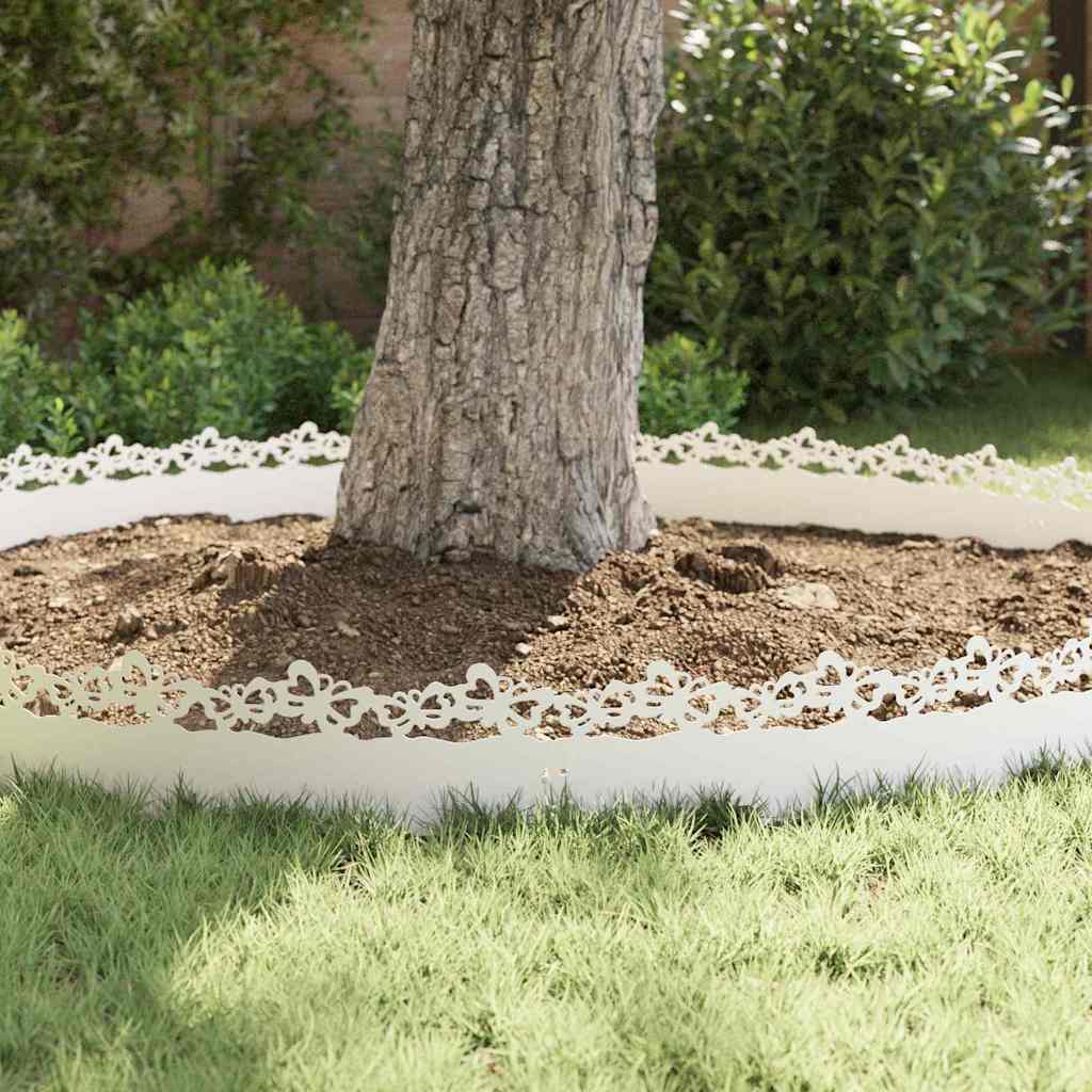 Bordure per prato 30 pcs Bianco 103 x 0,05 x 22 cm Acciaio