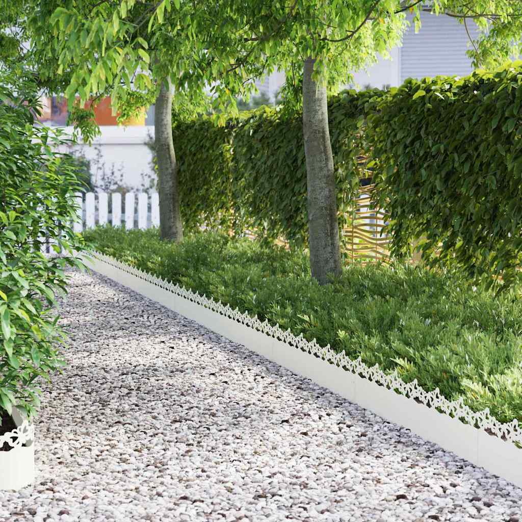 Bordure per prato 30 pcs Bianco 103 x 0,05 x 22 cm Acciaio