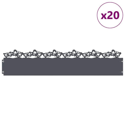 Bordure per prato 20 pcs Antracite 103 x 0,05 x 22 cm Acciaio