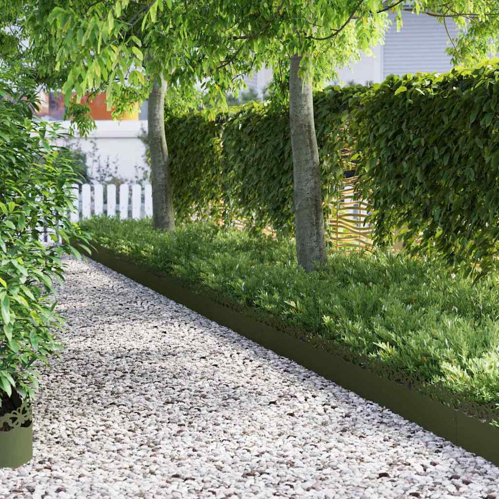 Bordure per prato 30 pcs Verde oliva 103 x 0,05 x 22 cm Acciaio