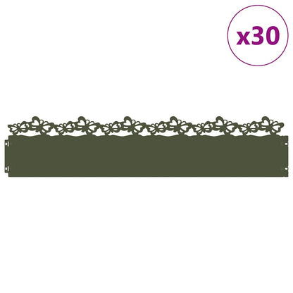 Bordure per prato 30 pcs Verde oliva 103 x 0,05 x 22 cm Acciaio