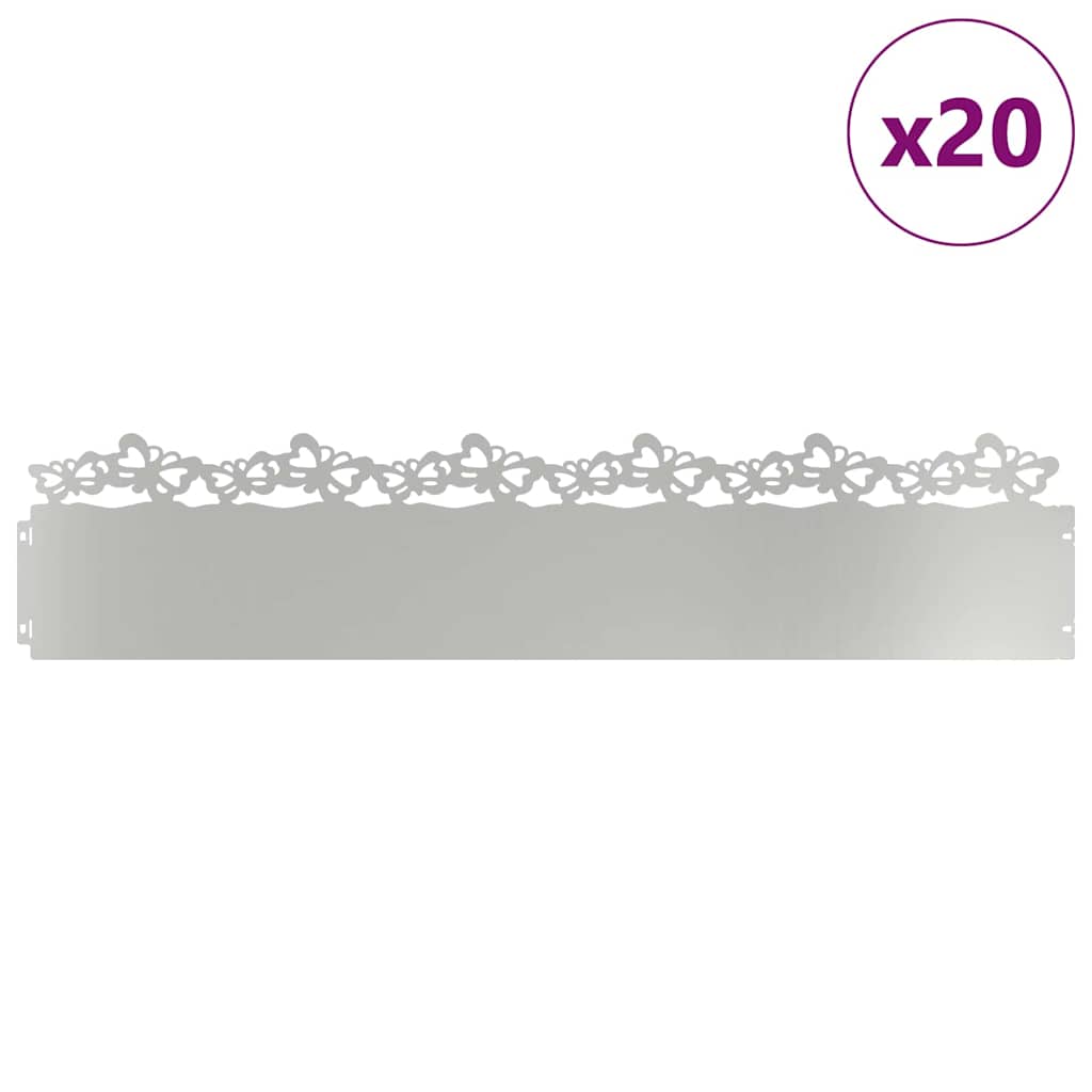 Bordure per prato 20 pcs Argento 103 x 0,05 x 22 cm