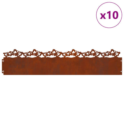 Bordure per prato 10 pcs Ruggine 103 x 0,05 x 22 cm