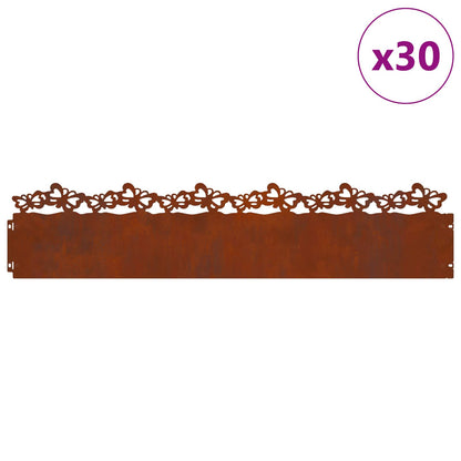 Bordure per prato 30 pcs Ruggine 103 x 0,05 x 22 cm