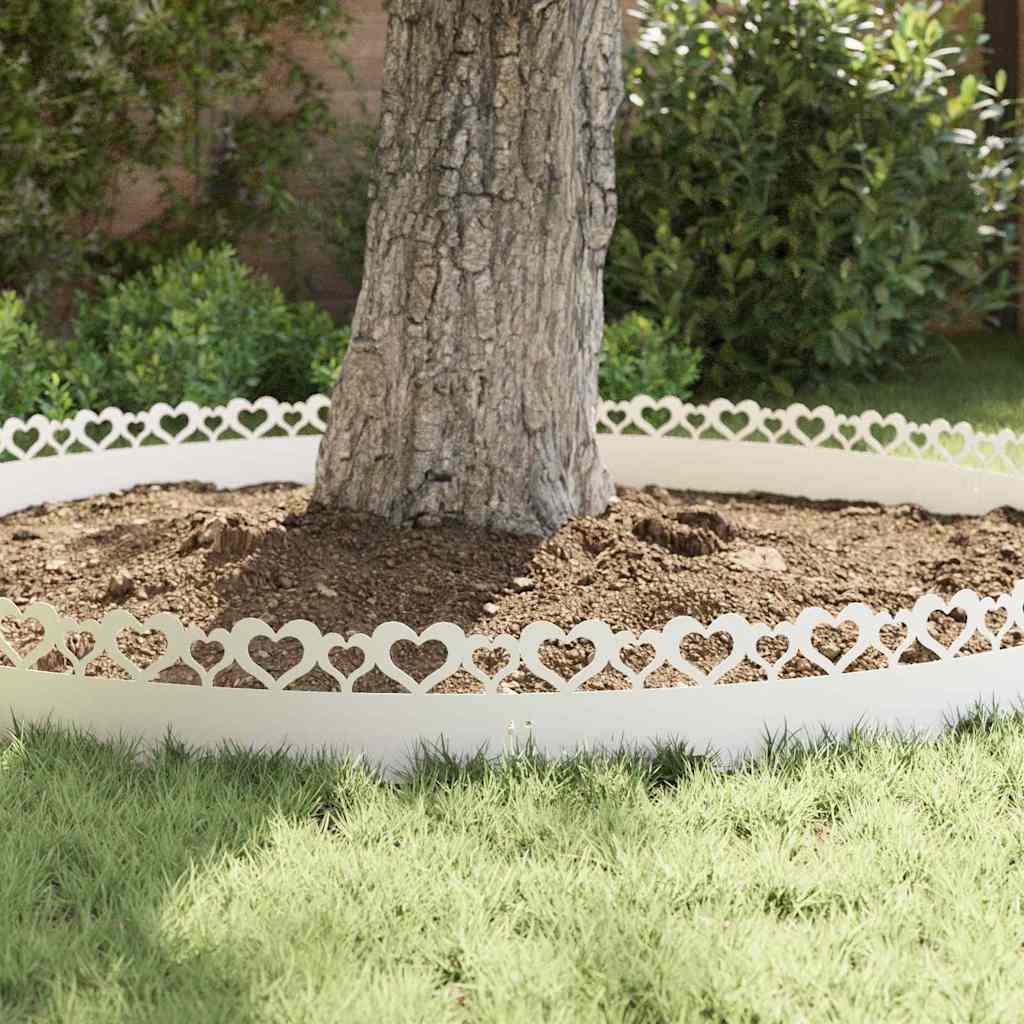 Bordure per prato 20 pcs Bianco 103 x 0,05 x 22 cm Acciaio