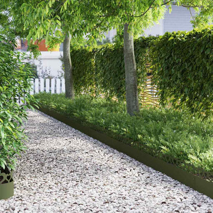 Bordure per prato 30 pcs Verde oliva 103 x 0,05 x 22 cm Acciaio