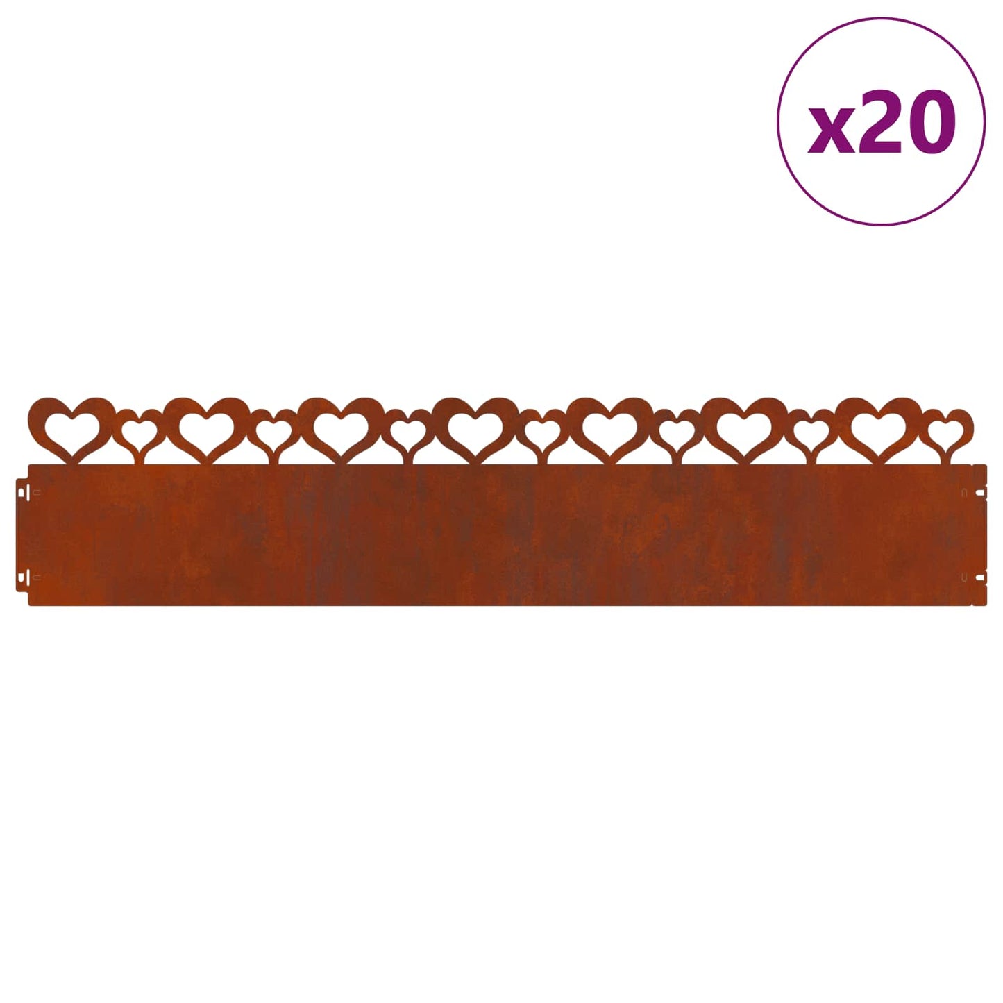 Bordure per prato 20 pcs Ruggine 103 x 0,05 x 22 cm