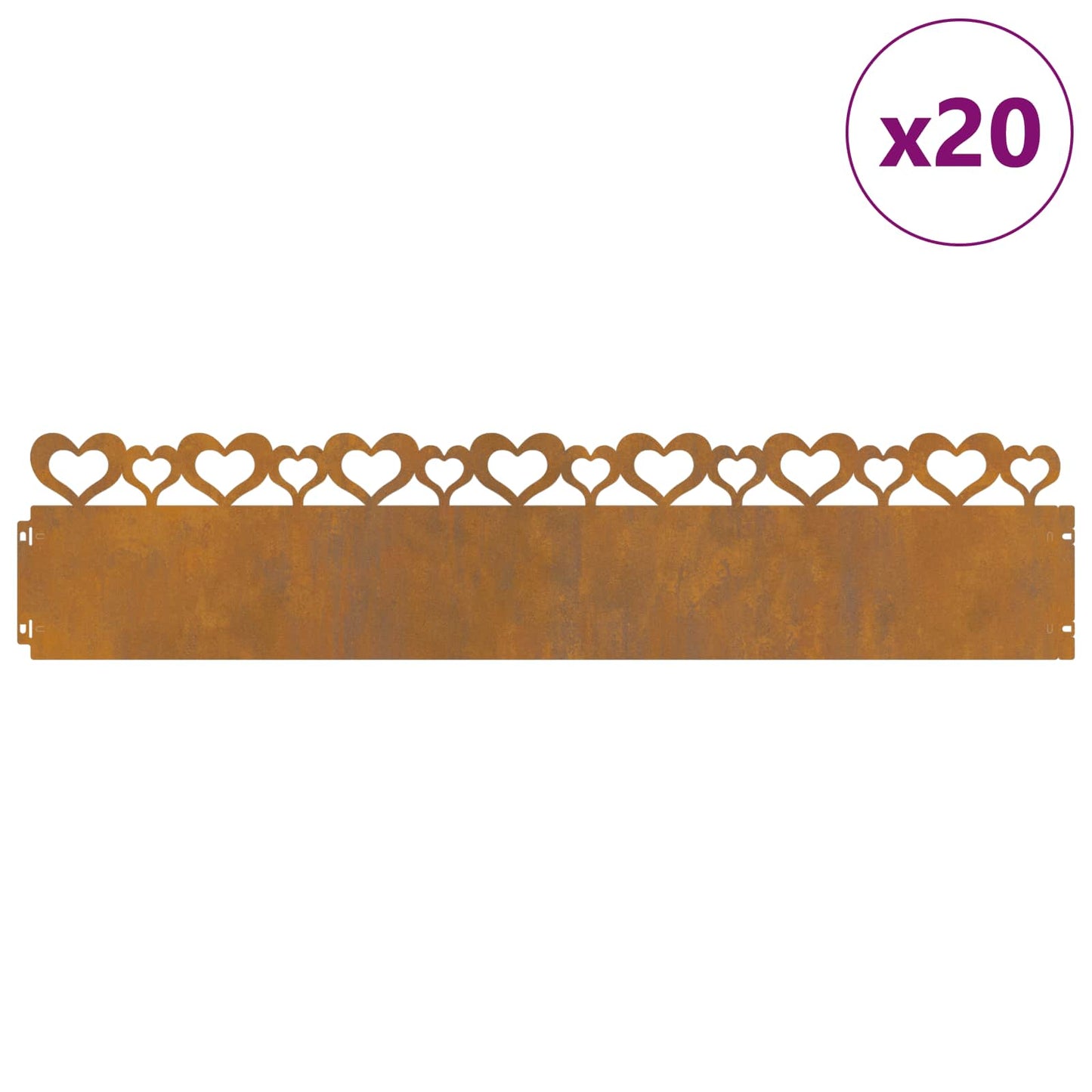 Bordure per prato 20 pcs Ruggine 103 x 0,05 x 22 cm