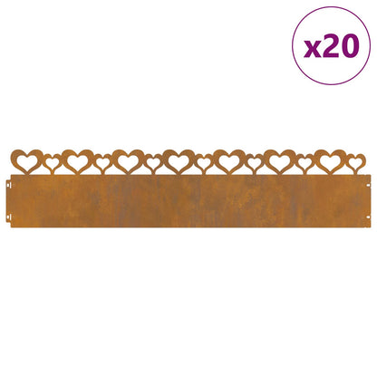 Bordure per prato 20 pcs Ruggine 103 x 0,05 x 22 cm