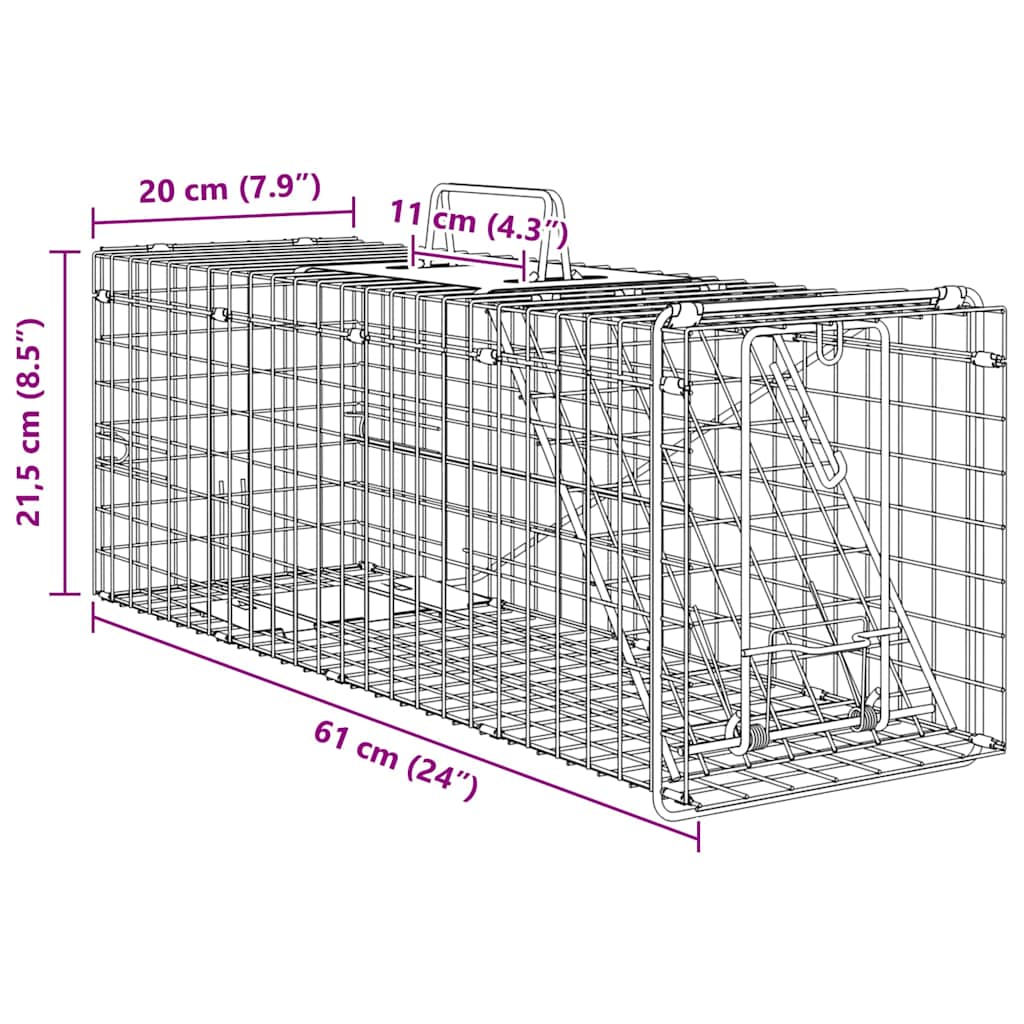 Trappola per animali Antracite 61 x 20 x 21,5 cm Acciaio