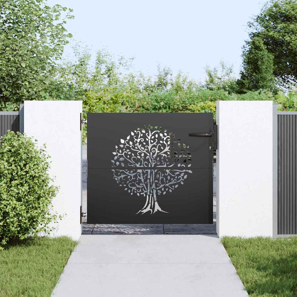Cancello da giardino con blocco Nero 85 x 100 cm