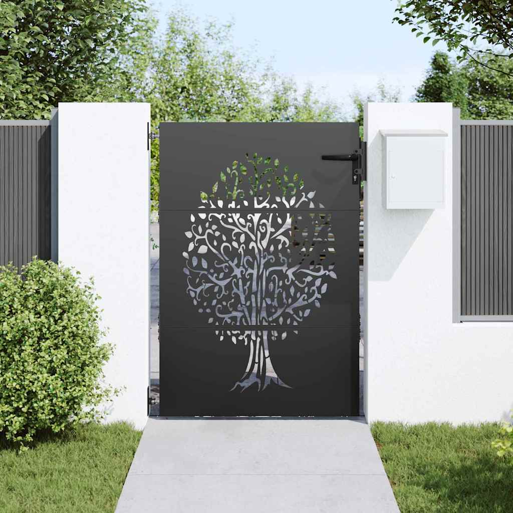 Cancello da giardino con blocco Nero 85 x 125 cm