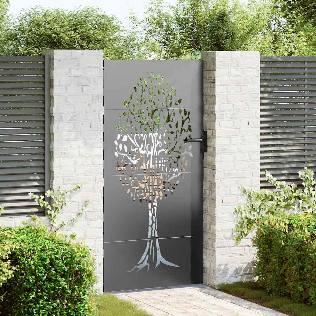 Cancello da giardino con blocco Nero 85 x 175 cm