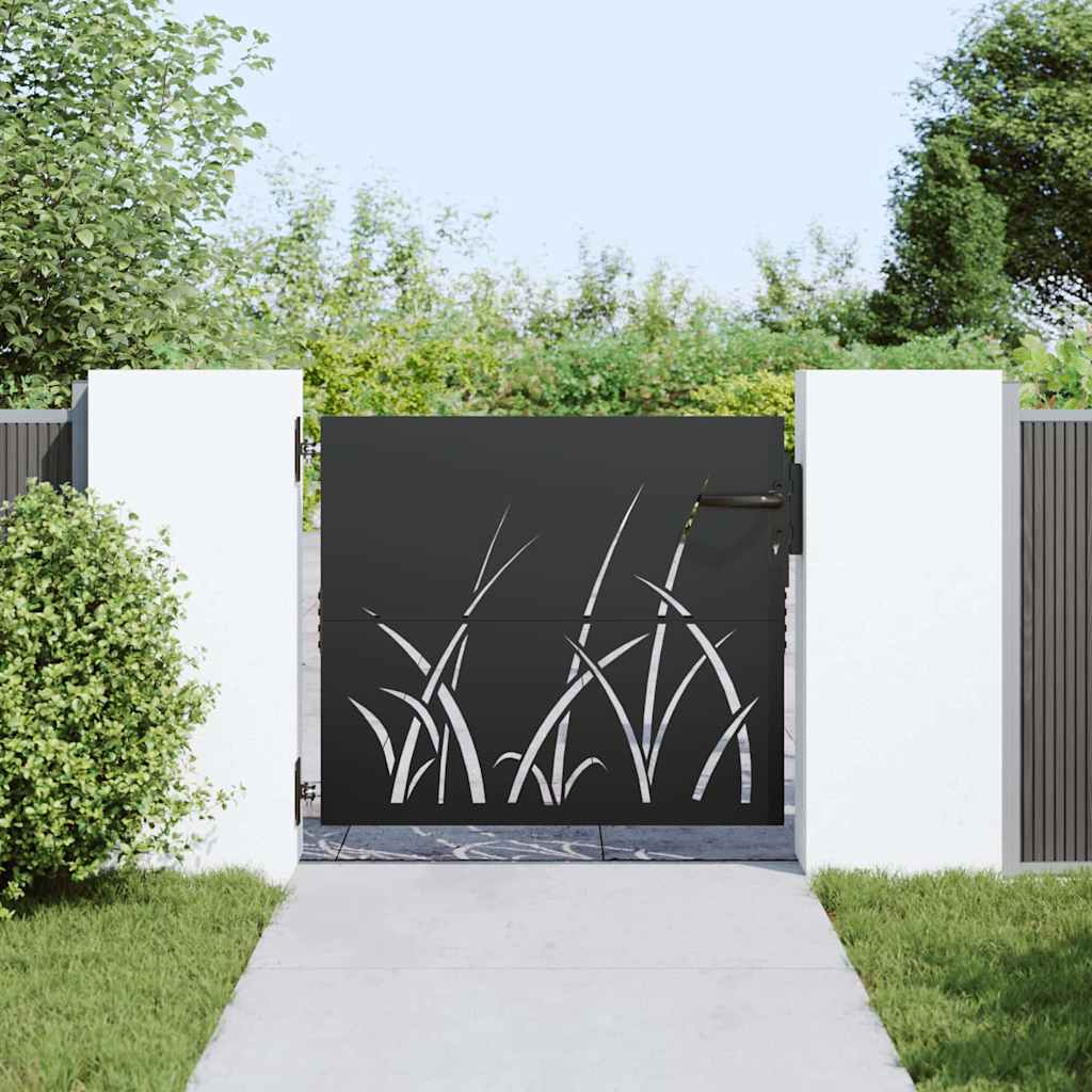 Cancello da giardino con blocco Nero 85 x 100 cm